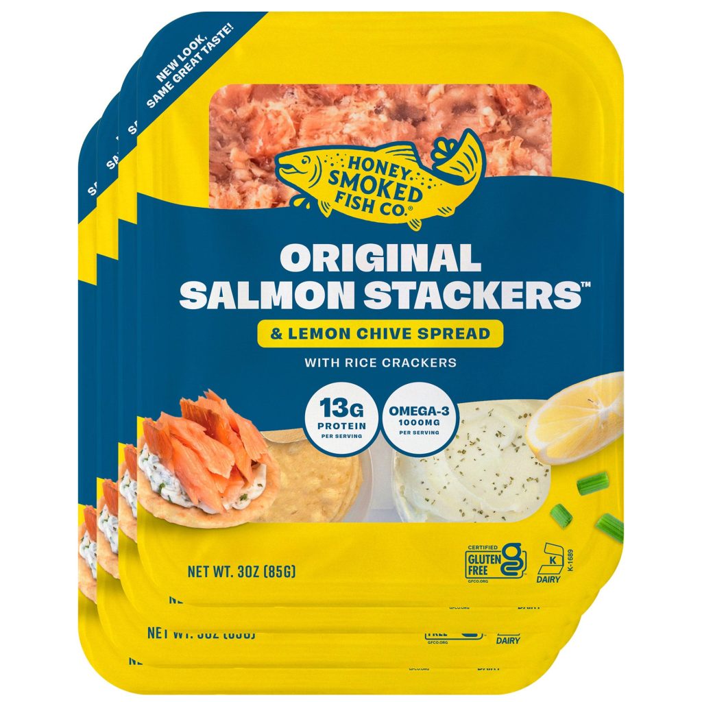 HONEY SMOKED FISH SALMON STACKERS 4/3 OZ