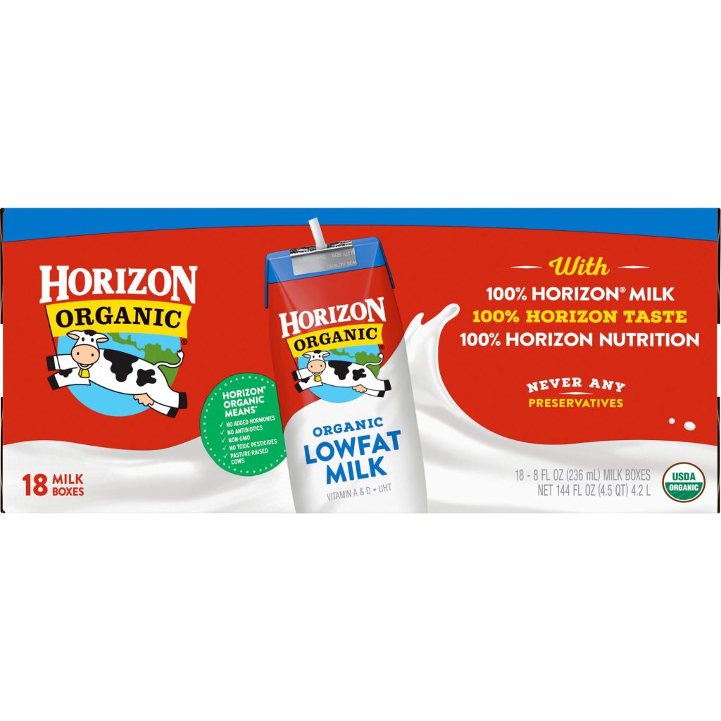 HORIZON ORGANIC LOW FAT MILK 18/8 FL OZ