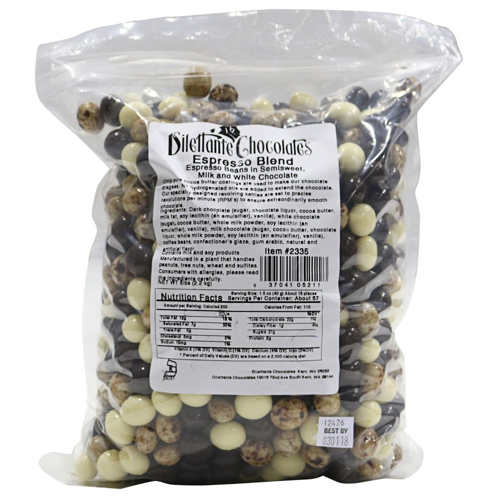 DILETTANTE CHOCOLATES ESPRESSO BEANS VARIETY 5 LBS (80 OZ)