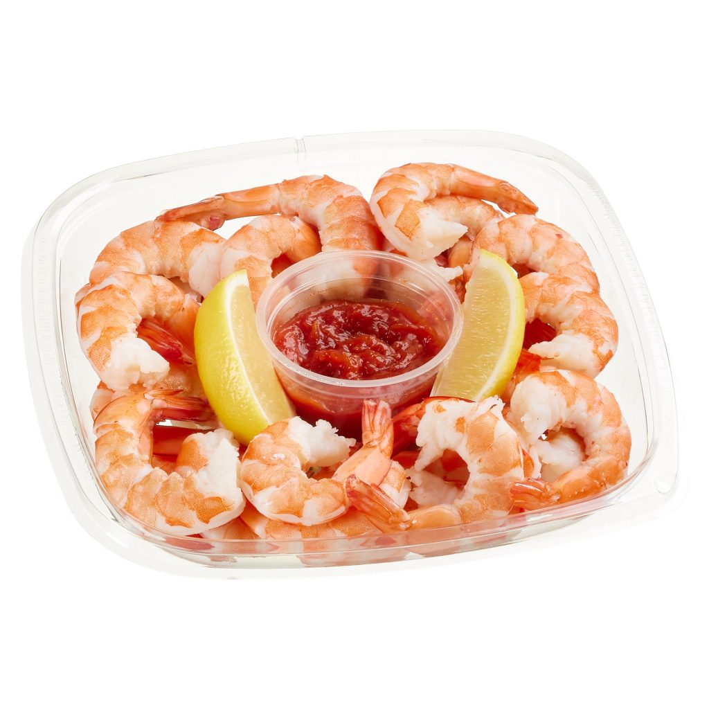 SHRIMP COCKTAIL WITH COCKTAIL SAUCE & LEMON PER LB