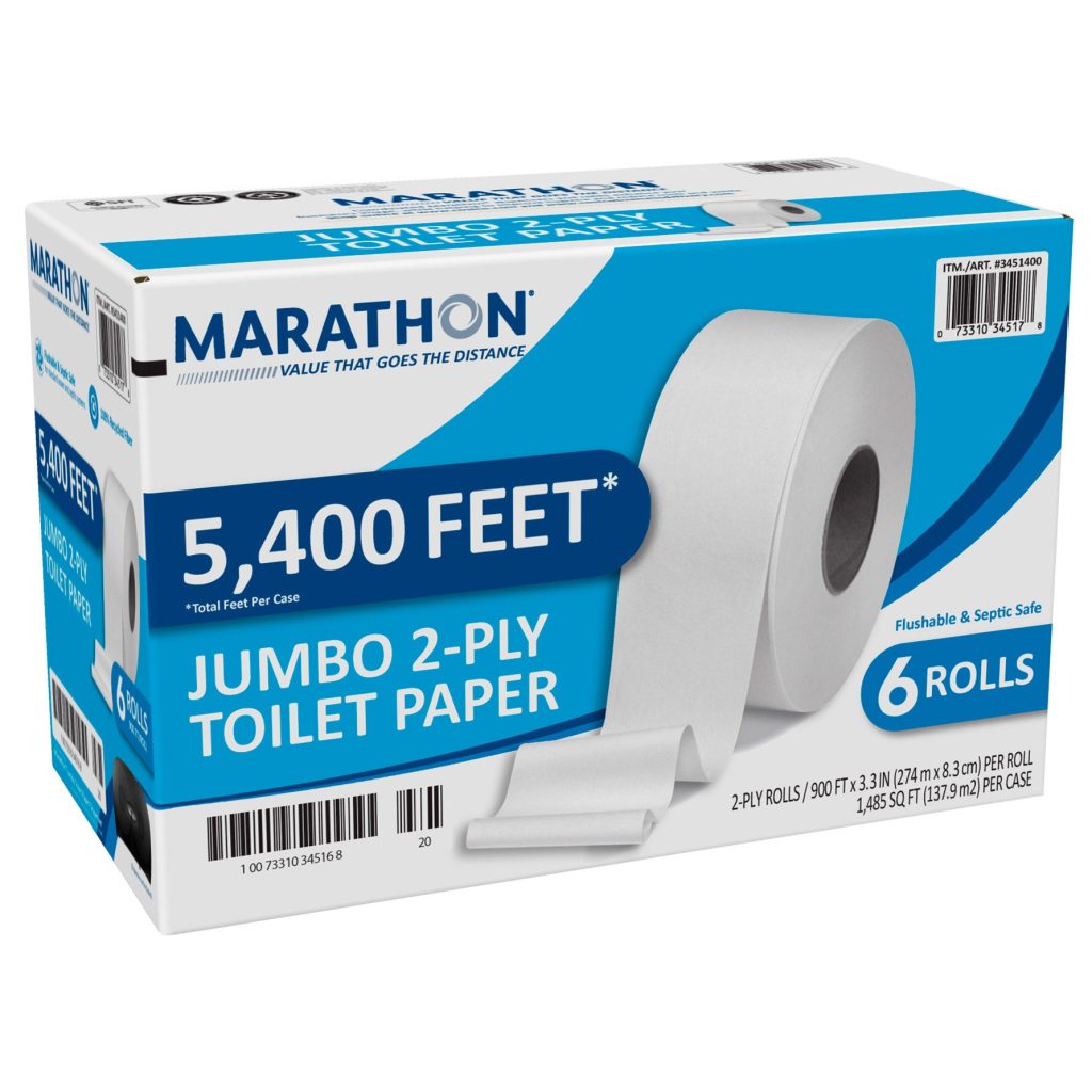 MARATHON BATH TISSUE JUMBO ROLL 1,485 SQFT 6 ROLLS / 900 SHEETS