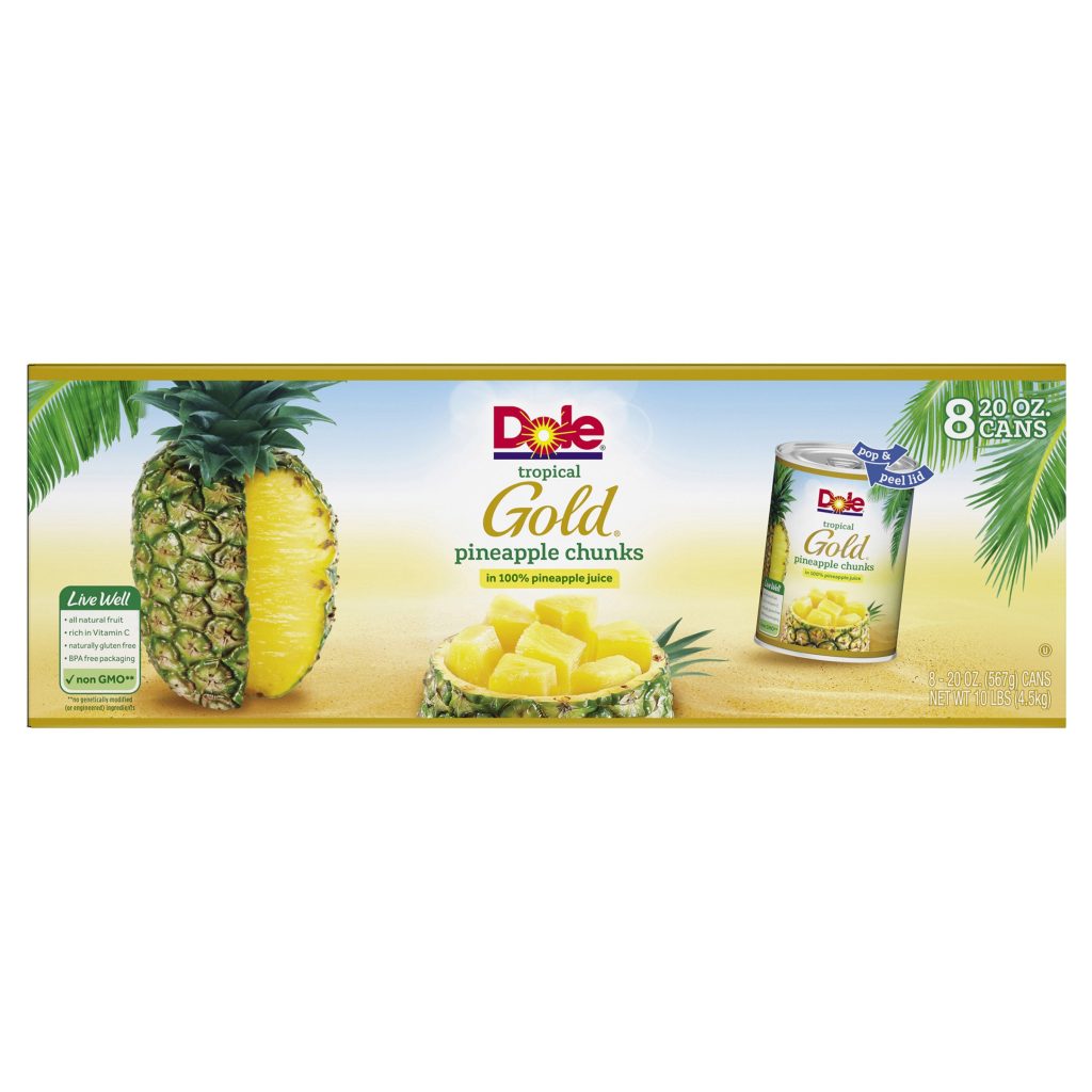 DOLE TROPICAL GOLD PINEAPPLE CHUNKS 8/20 OZ