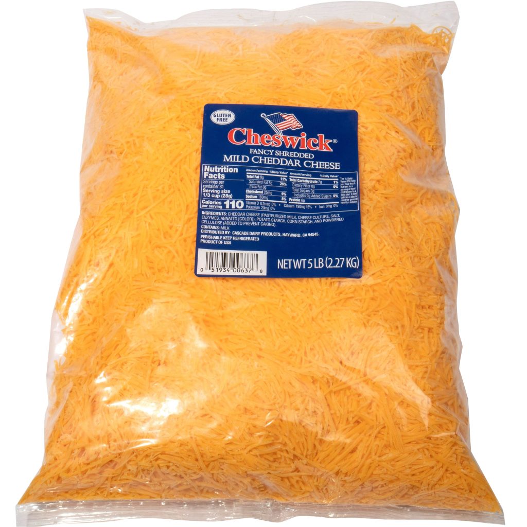 CHESWICK SHREDDED MILD CHEDDAR 5 LBS