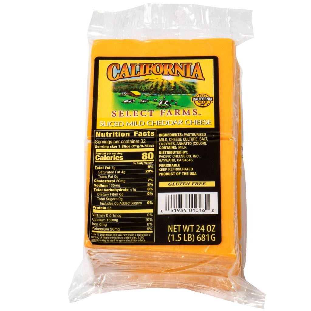 CALIFORNIA SELECT FARM SLICED MILD CHEDDAR 1.5 LBS