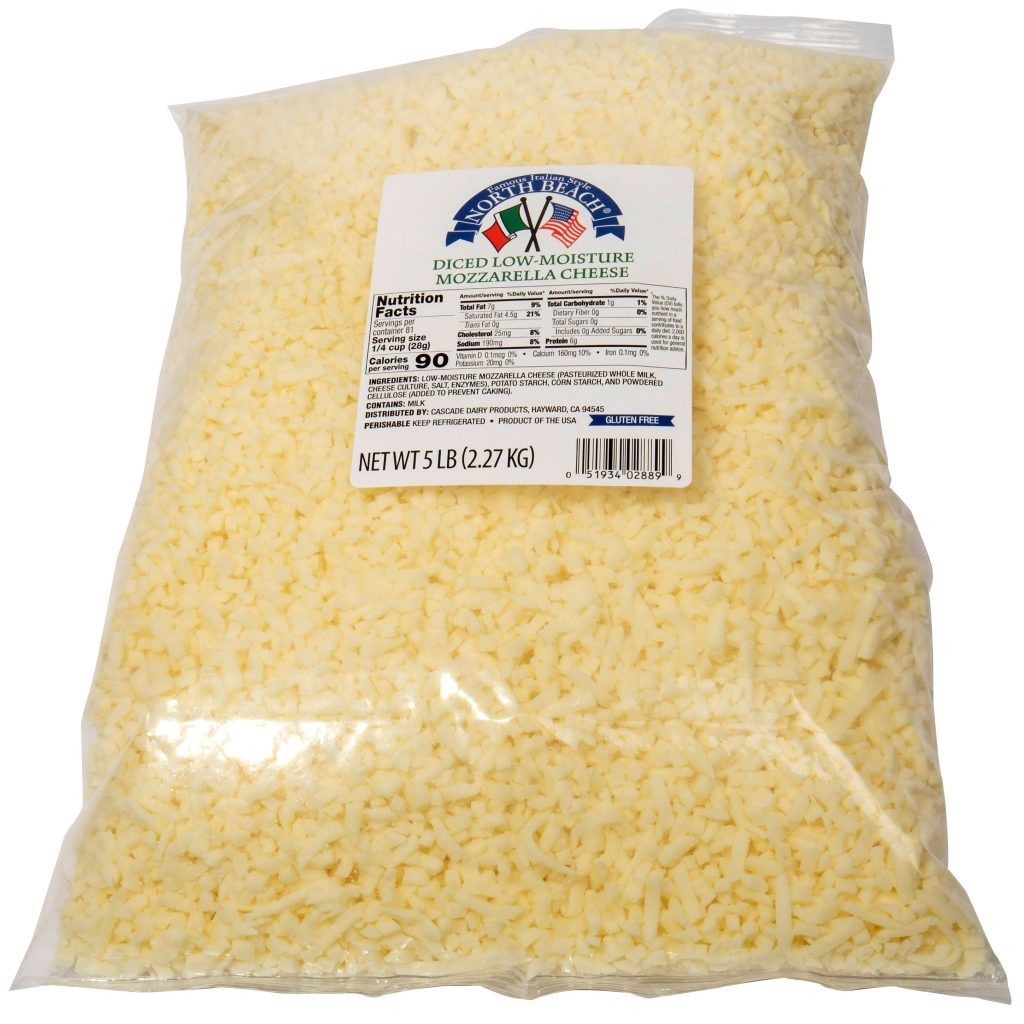 NORTH BEACH DICED MOZZARELLA 5 LBS