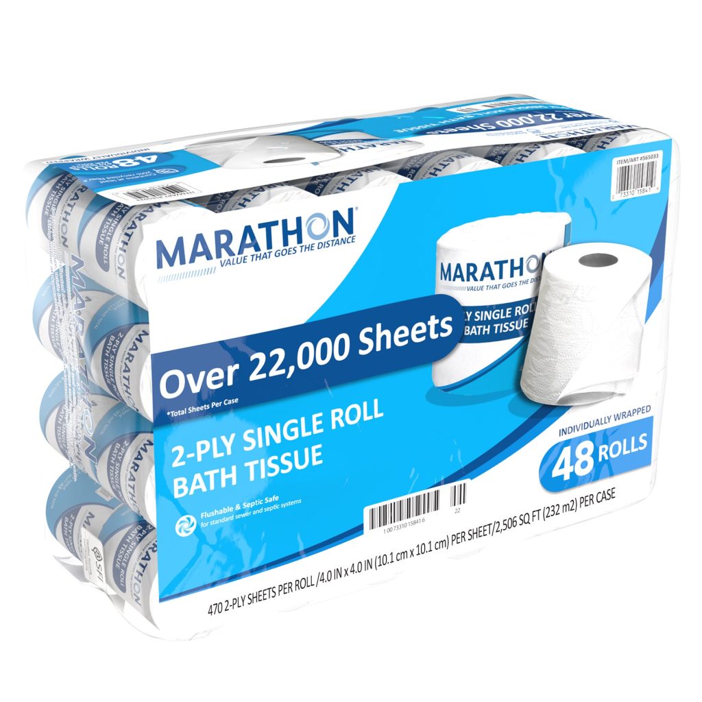 MARATHON BATH TISSUE INDIVIDUALLY WRAPPED 48/470 2,506 SQFT 2PLY