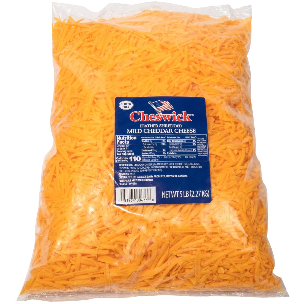 CHESWICK SHREDDED MILD CHEDDAR 5 LBS