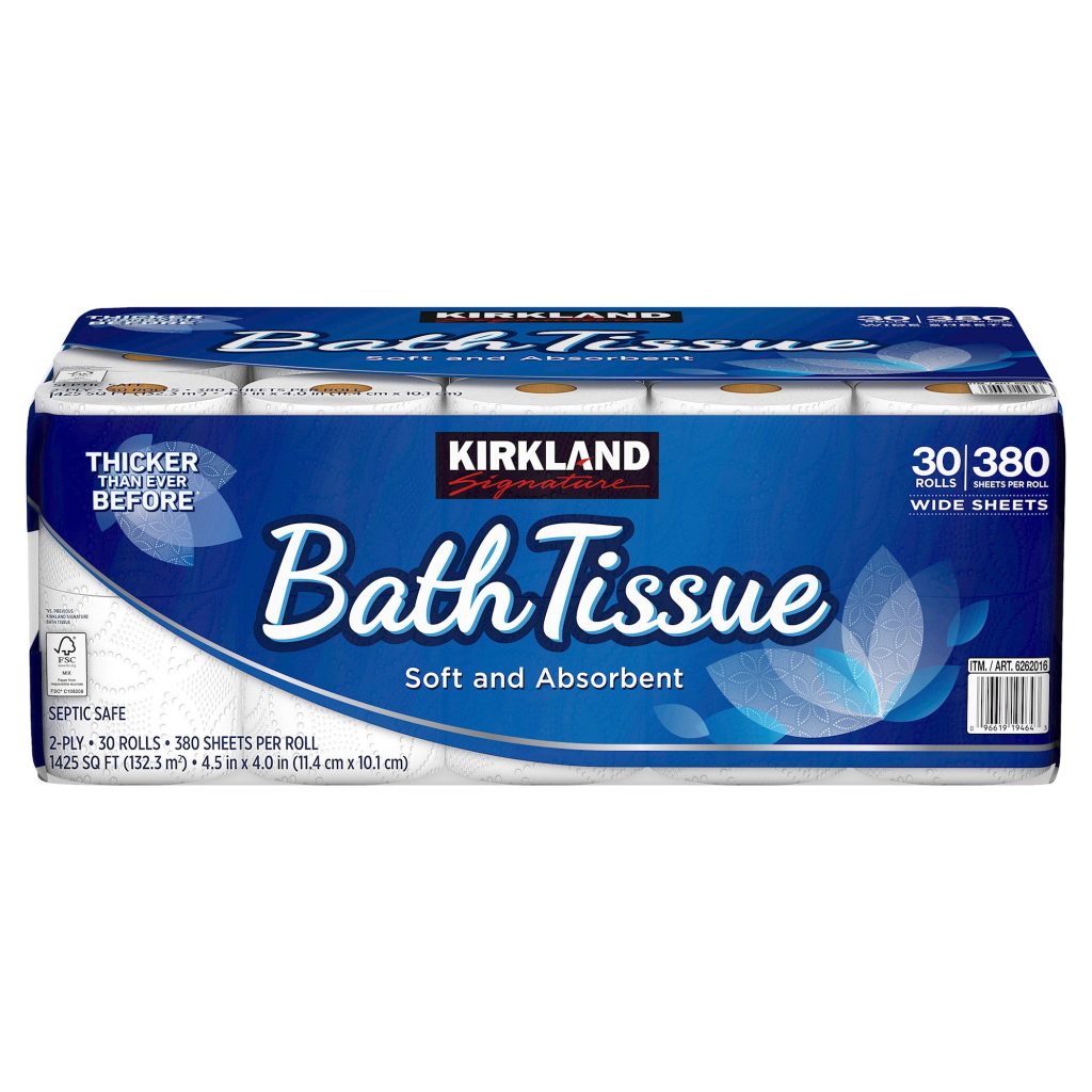 KIRKLAND SIGNATURE BATH TISSUE 1,425 SQFT 30 ROLLS / 380 SHEETS