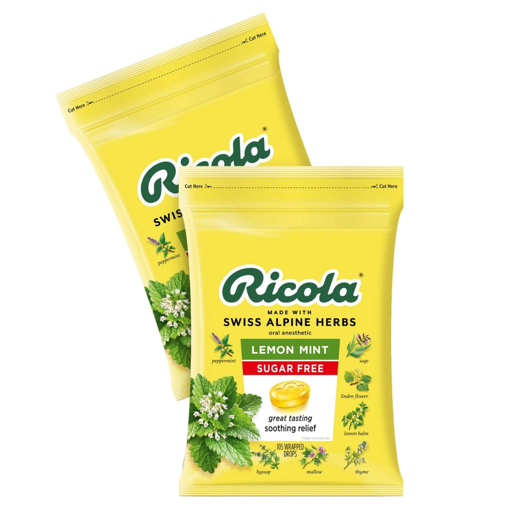 RICOLA SUGAR FREE LEMON MINT DROPS 2X105 COUNT