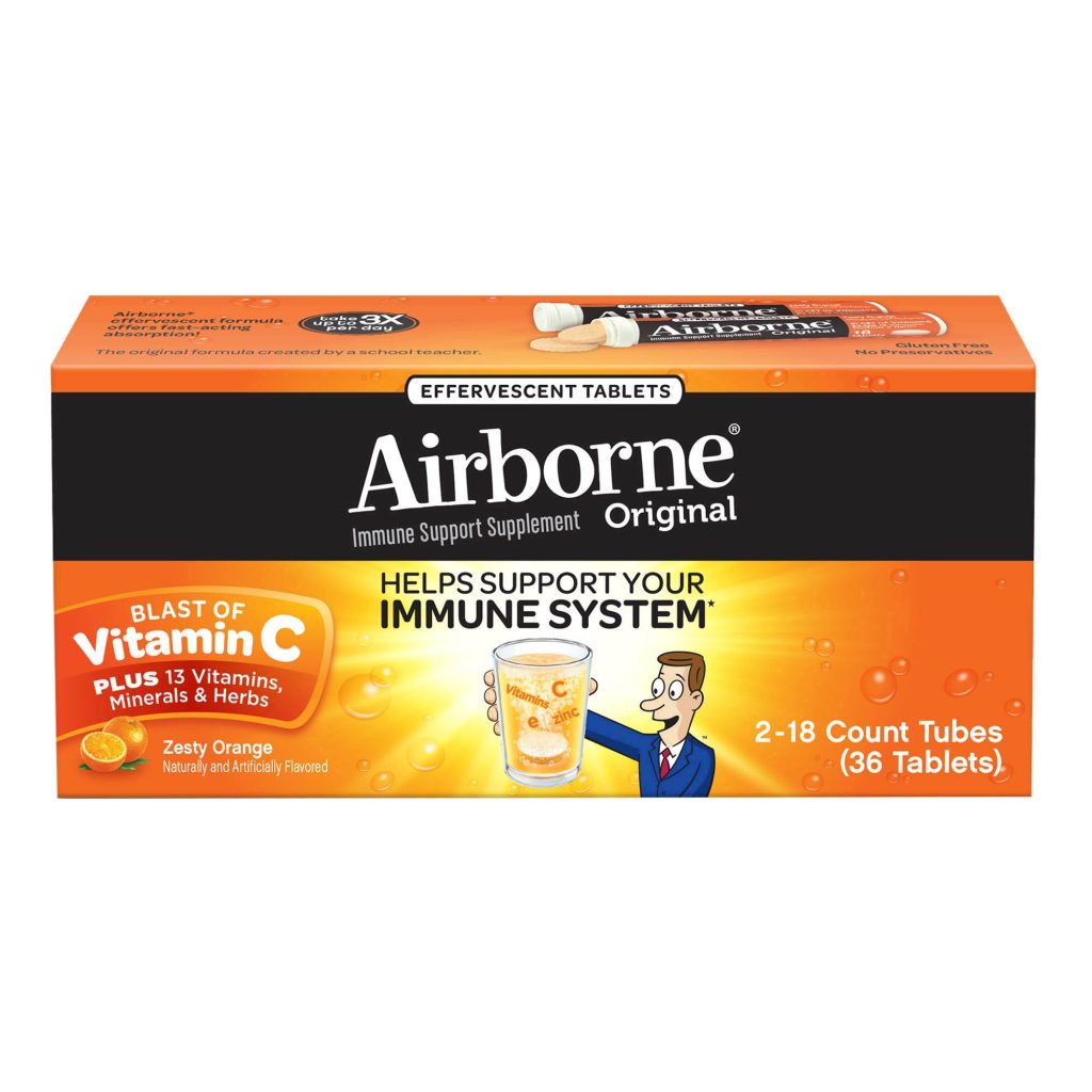 AIRBORNE EFFERVESCENT TABLET BERRY OR ORANGE 2X18 COUNT