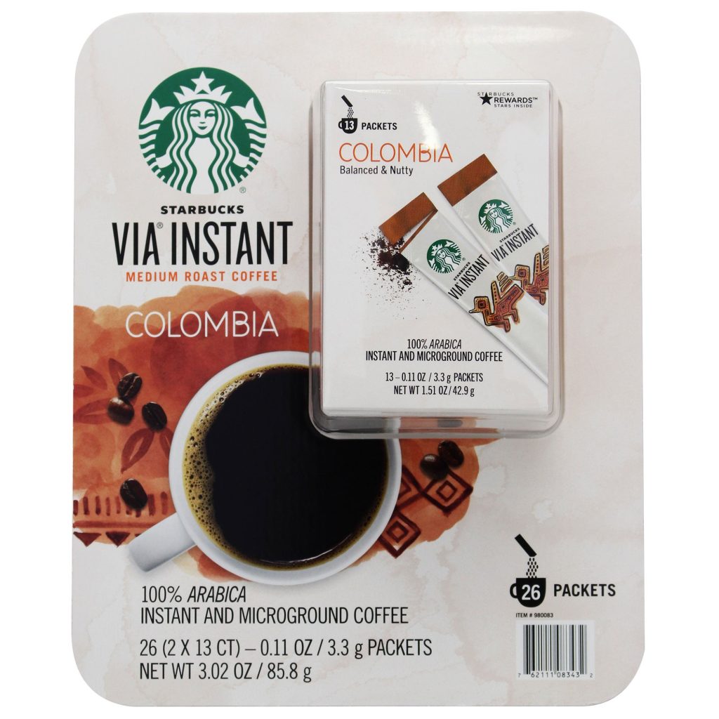 STARBUCKS VIA COLOMBIAN COFFEE 26 CT