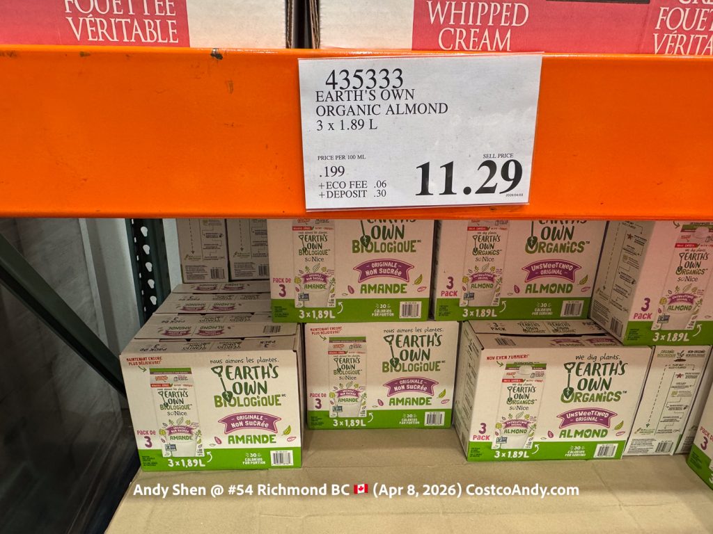 EARTH’S OWN ORGANIC ALMOND 3X1.89L