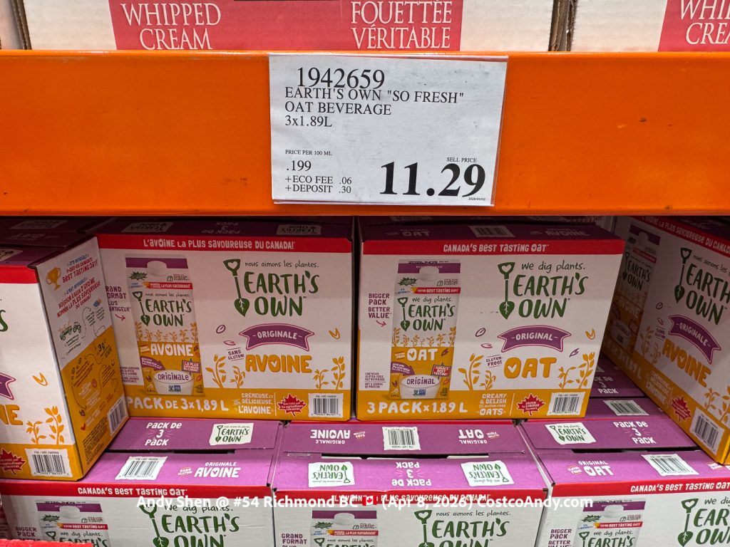 EARTH’S OWN SO FRESH OAT BEVERAGE 3X1.89L