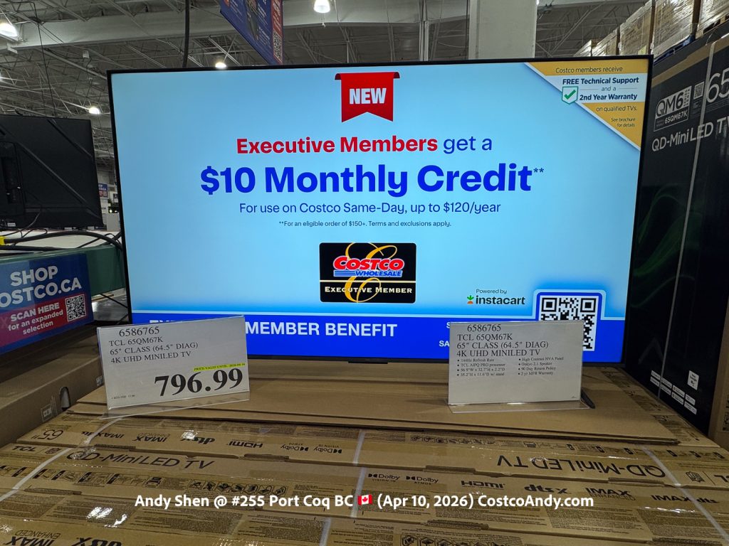 TCL 65QM67K 65″ CLASS (64.5″ DIAG) 4K UHD MINILED TV