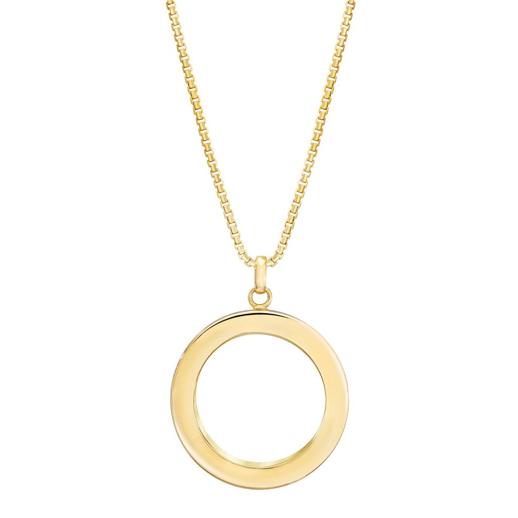 14KT YELLOW GOLD CIRCLE PENDANT 18¨ MADE IN ITALY