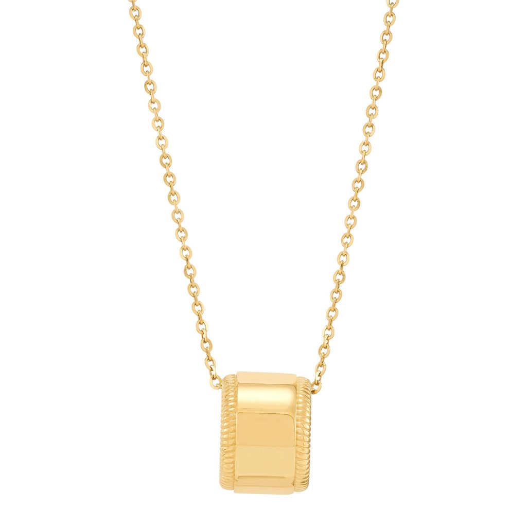 14KT YELLOW GOLD WIDE RING PENDANT 18¨ MADE IN ITALY