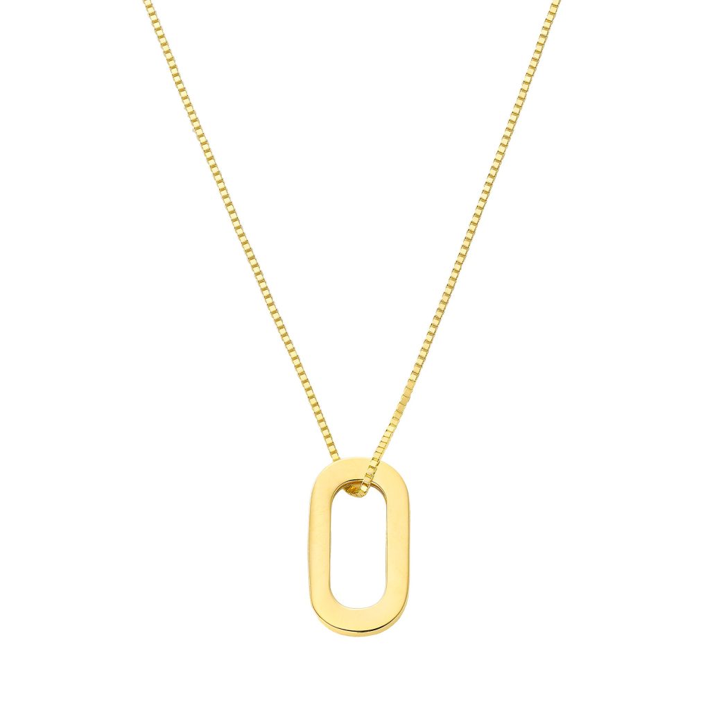 14KT YELLOW GOLD PAPERCLIP LINK PENDANT 18¨