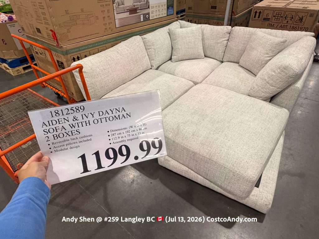 AIDEN & IVY DAYNA SOFA WITH OTTOMAN 2 BOXES