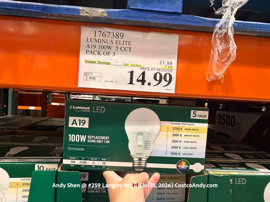 LUMINUS ELITE A19 100W 5 CCT PACK OF 5